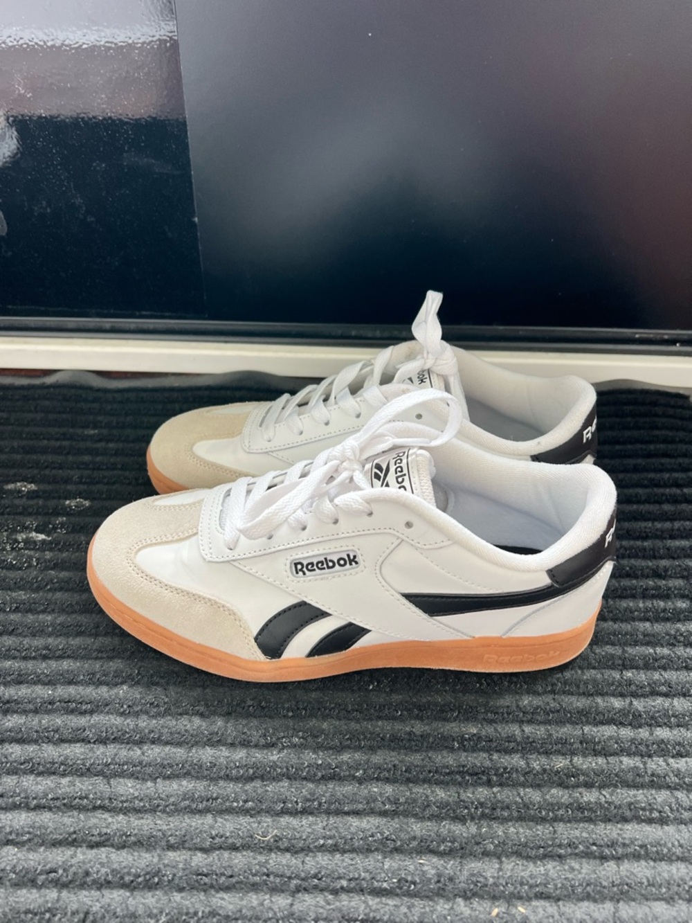 Reebok Classic White & Black Women’s Low-Top Sneakers with Gum Sole